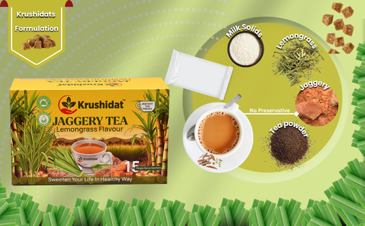 Lemongrass jaggery tea premix - herbal tea with natural sweetener for immunity and relaxation